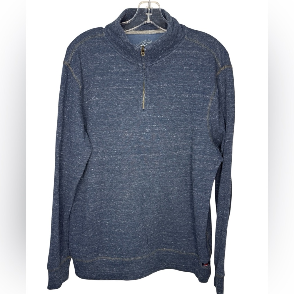 Faherty Brand Heathered Blue Quarter Zip Pullover Sweater Size Large